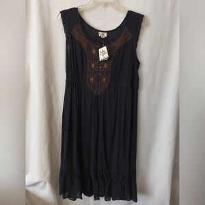 Black Embroidered Sleeveless Dress